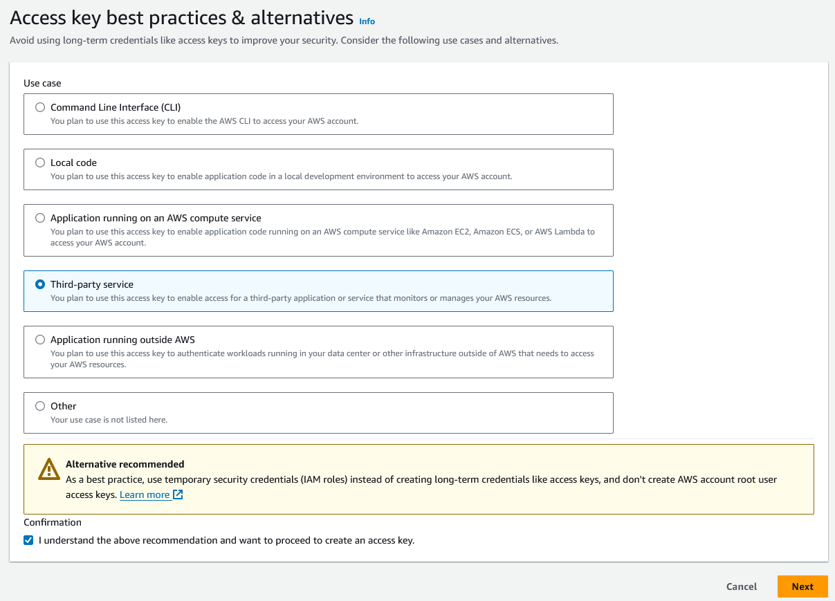 AWS S3 User access key permission