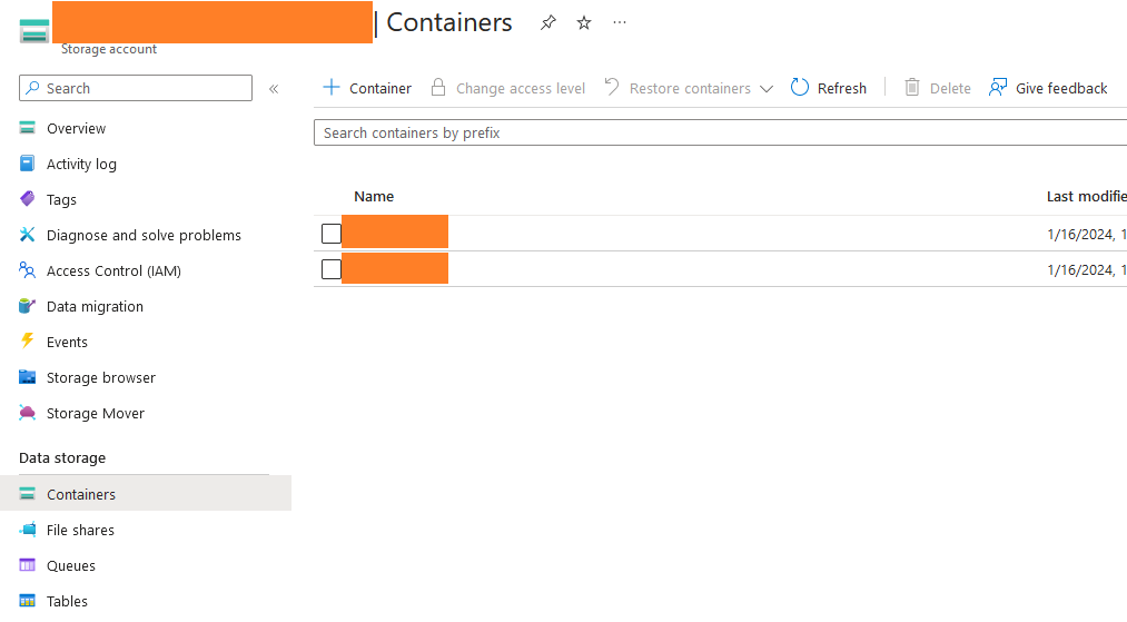 Azure Storage Container Name